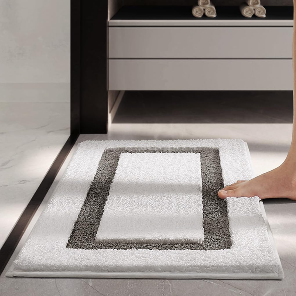 バスマット 44×76cm 吸水速乾 ふわふわ マイクロファイバー 滑り止め付き 抗菌防臭 厚手 洗濯機対応 乾きやすい お風呂マット 脱衣所 洗面所用 おしゃれ 北欧風 ORYSD122