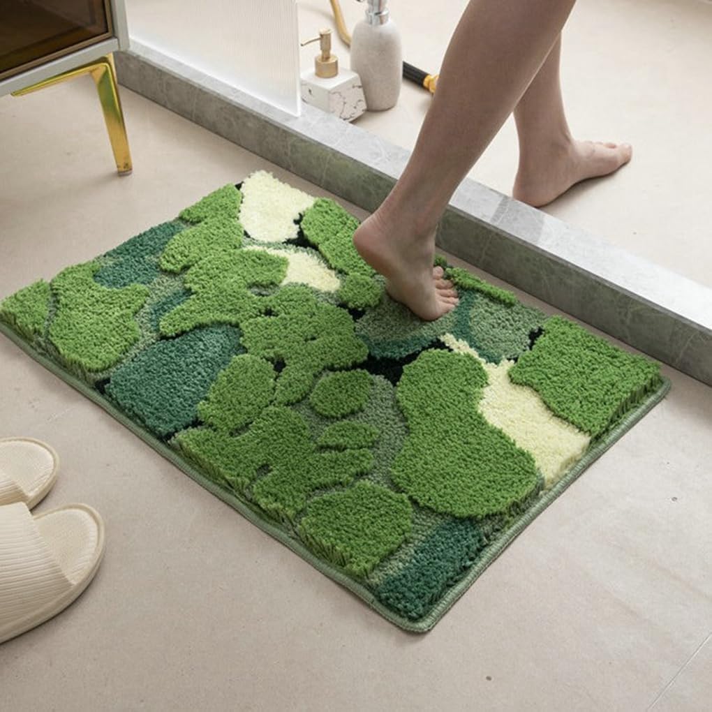 「Tuokus」モスラグ ラグマット 60×40cm 苔風デザイン 立体パイル 厚手 植毛ラグ 柔らかい ふわふわ 防音 TPR滑り止め付き 吸水性あり 床暖房対応 ベッドサイド 玄関 リビング 寝室用 洗濯可能 ZHRDTjia04