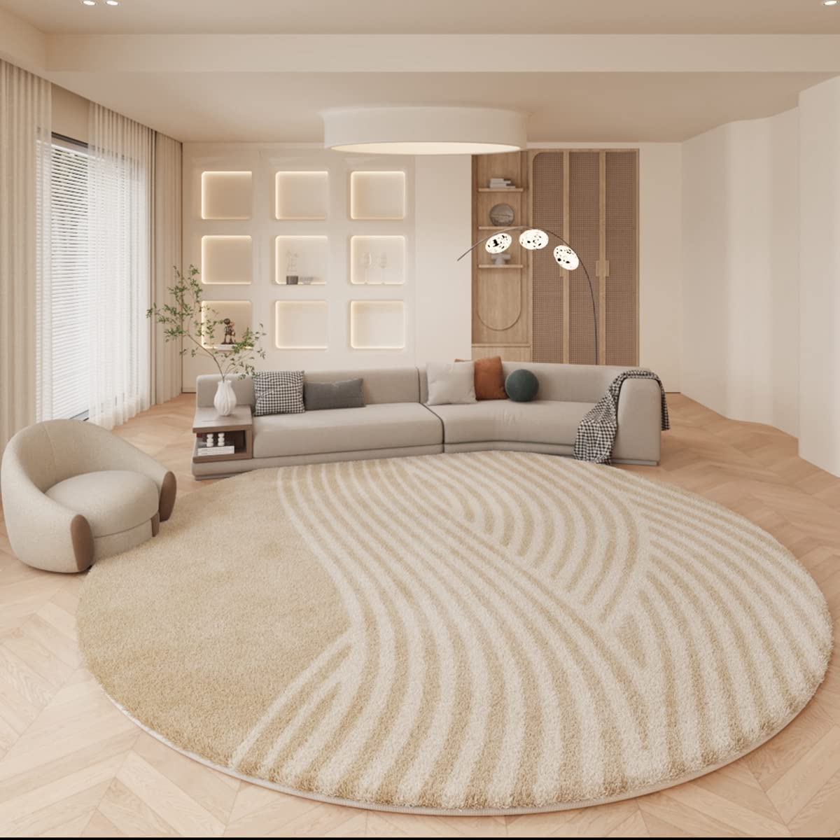 「Tuokus」カーペット 洗える ふわふわラグ 円形 厚い 絨毯 シンプル 模造カシミア ラグマット 防ダニ 3畳4畳5畳6畳 かわいい 抗菌 消臭 滑り止め付き サラサラ 夏秋冬