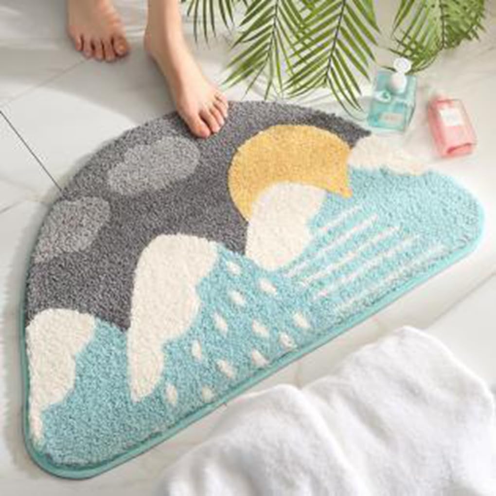 バスマット 50×80cm 吸水速乾 ふわふわ マイクロファイバー 滑り止め付き 抗菌防臭 厚手 洗濯機対応 乾きやすい お風呂マット 脱衣所 洗面所用 おしゃれ 北欧風 ORYSD97