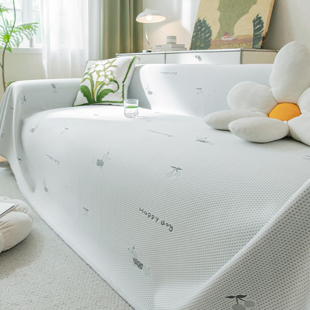 「ORRMALL」ソファーカバー 冷感 夏用 180×130cm ひんやり アイスシルク 接触冷感 涼しく快適 通気性 速乾 洗える 滑り止め付き ソファーシーツ 1人掛け 2人掛け 3人掛け L字対応 北欧風 無地 おしゃれ 防塵 汚れ防止 ペット対策 ソファ保護 柔らかい 清潔感 リビング用 ORRSofa76