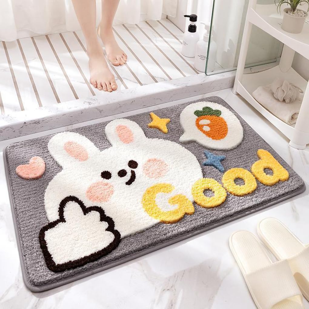 バスマット 40×60cm 吸水速乾 ふわふわ マイクロファイバー 滑り止め付き 抗菌防臭 厚手 洗濯機対応 乾きやすい お風呂マット 脱衣所 洗面所用 おしゃれ 北欧風 ORYSD61
