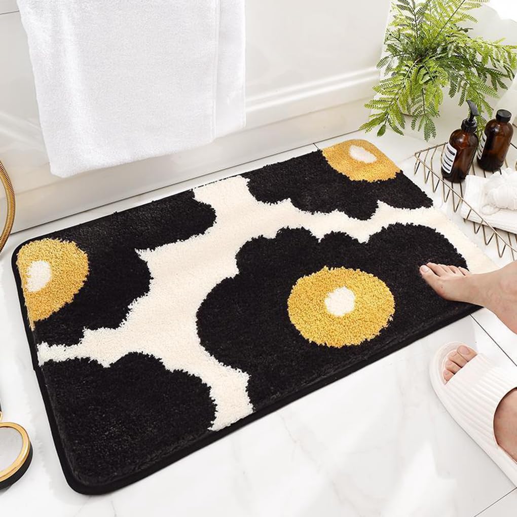 バスマット 40×60cm 吸水速乾 ふわふわ マイクロファイバー 滑り止め付き 抗菌防臭 厚手 洗濯機対応 乾きやすい お風呂マット 脱衣所 洗面所用 おしゃれ 北欧風 ORYSD72