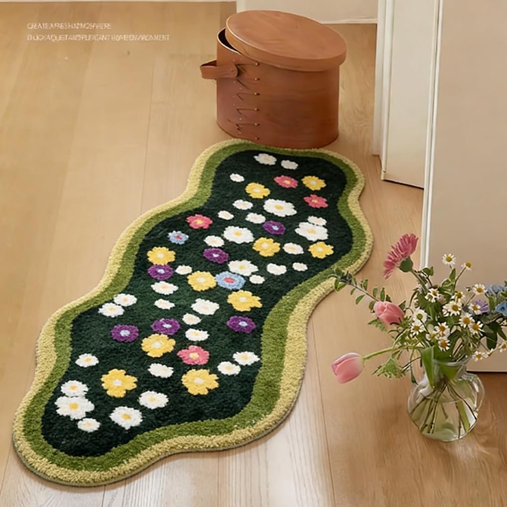 「Tuokus」モスラグ ラグマット 120×60cm 苔風デザイン 立体パイル 厚手 植毛ラグ 柔らかい ふわふわ 防音 TPR滑り止め付き 吸水性あり 床暖房対応 ベッドサイド 玄関 リビング 寝室用 洗濯可能 ZHRDTjia09