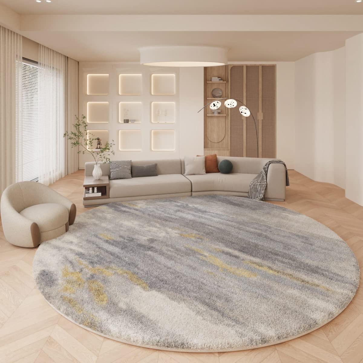 「Tuokus」カーペット 洗える ふわふわラグ 円形 厚い 絨毯 シンプル 模造カシミア ラグマット 防ダニ 3畳4畳5畳6畳 かわいい 抗菌 消臭 滑り止め付き サラサラ 夏秋冬