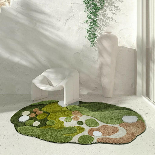 「Tuokus」モスラグ ラグマット 160×80cm 苔風デザイン 立体パイル 厚手 植毛ラグ 柔らかい ふわふわ 防音 TPR滑り止め付き 吸水性あり 床暖房対応 ベッドサイド 玄関 リビング 寝室用 洗濯可能 ZHRDTjia15B
