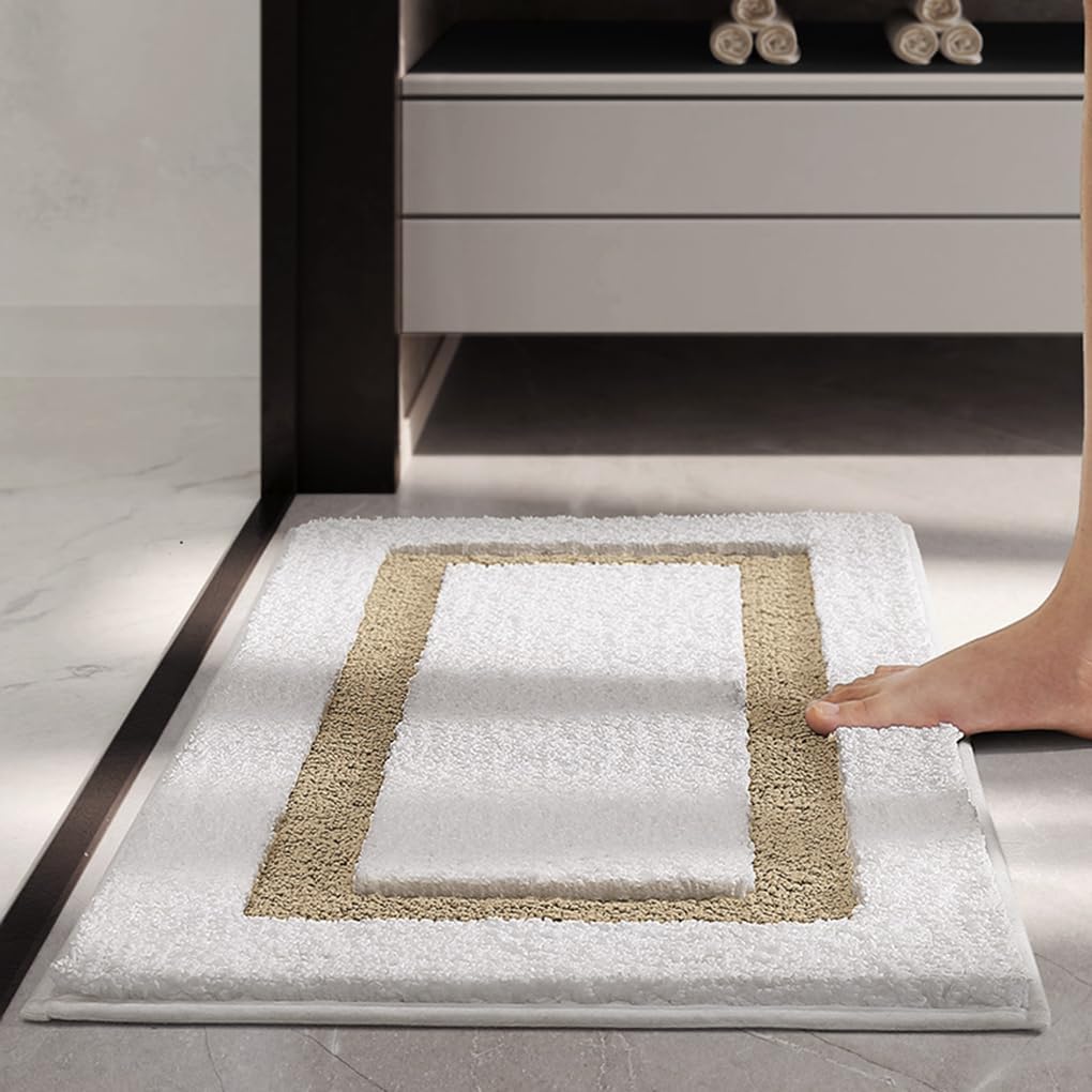 バスマット 44×76cm 吸水速乾 ふわふわ マイクロファイバー 滑り止め付き 抗菌防臭 厚手 洗濯機対応 乾きやすい お風呂マット 脱衣所 洗面所用 おしゃれ 北欧風 ORYSD122