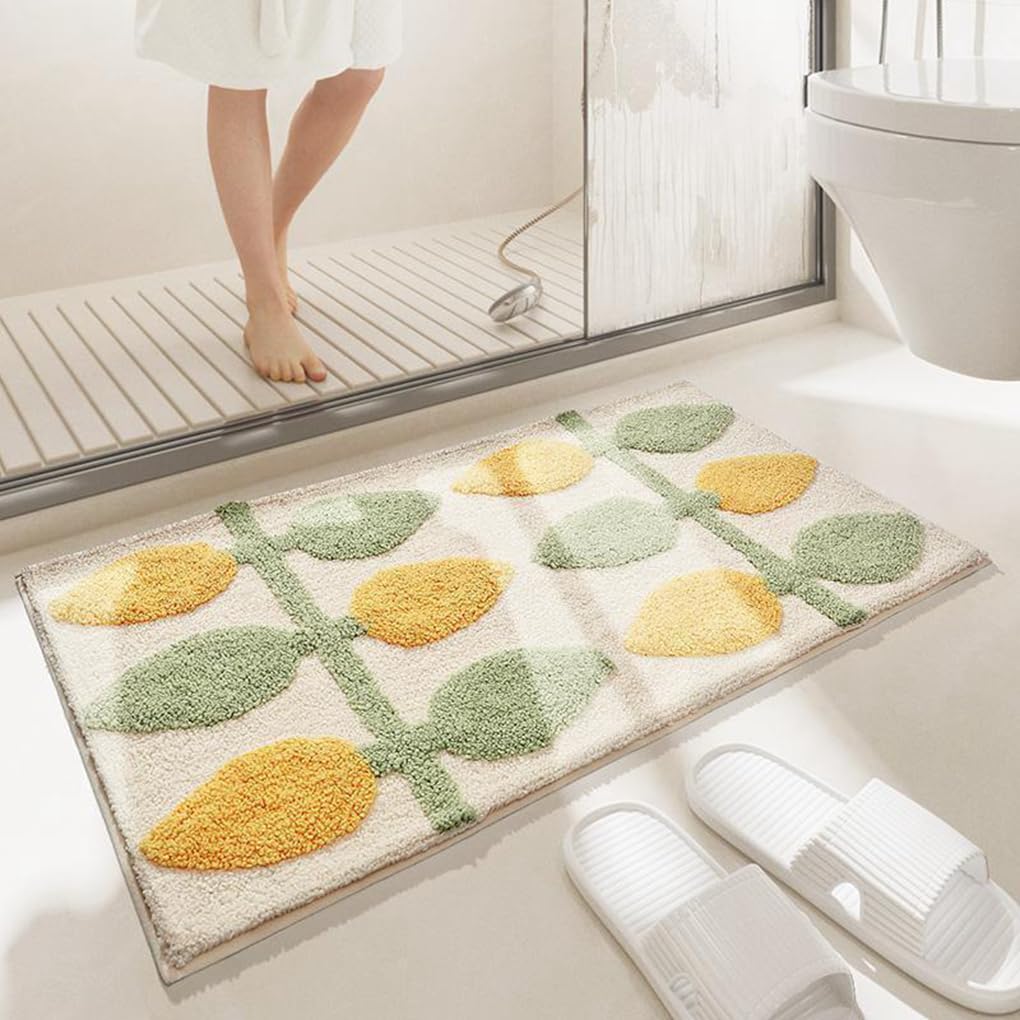 バスマット 40×60cm 吸水速乾 ふわふわ マイクロファイバー 滑り止め付き 抗菌防臭 厚手 洗濯機対応 乾きやすい お風呂マット 脱衣所 洗面所用 おしゃれ 北欧風 ORYSD92