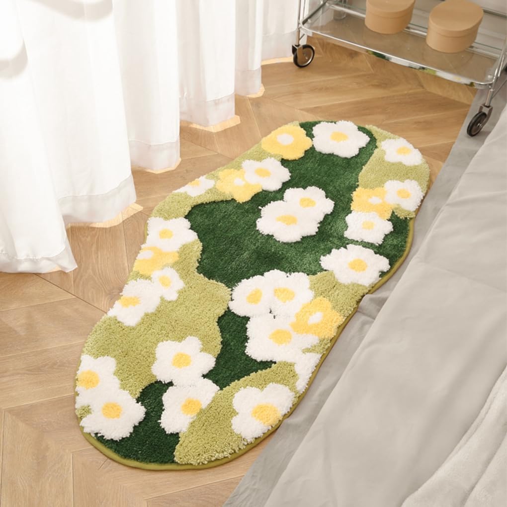 「Tuokus」モスラグ ラグマット80×50cm 苔風 立体デザイン 変形ラグ 北欧風 おしゃれ 厚手 植毛加工 ふわふわ 柔らかい 防滑TPR底 滑り止め付き 吸水 床保護 ベッドサイドラグ 玄関マット リビング 寝室用 洗える 小さめラグ ZHRDTjia01A
