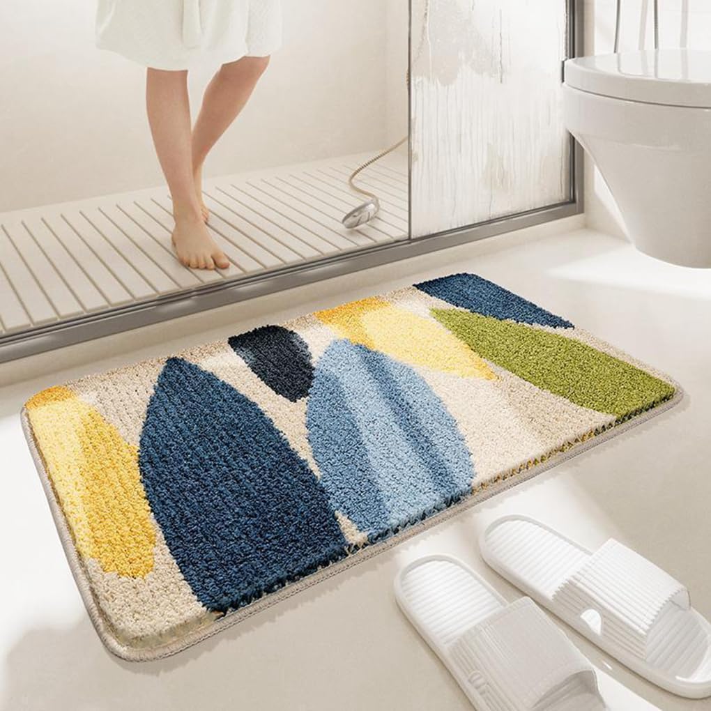 バスマット 40×60cm 吸水速乾 ふわふわ マイクロファイバー 滑り止め付き 抗菌防臭 厚手 洗濯機対応 乾きやすい お風呂マット 脱衣所 洗面所用 おしゃれ 北欧風 ORYSD92