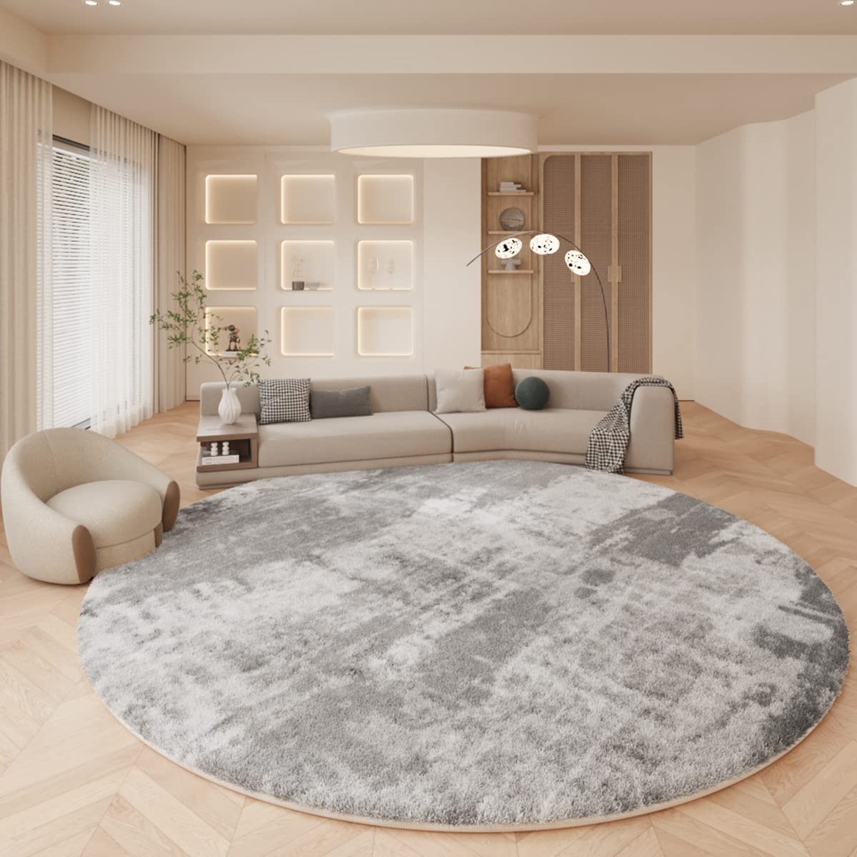 「Tuokus」カーペット 洗える ふわふわラグ 円形 厚い 絨毯 シンプル 模造カシミア ラグマット 防ダニ 3畳4畳5畳6畳 かわいい 抗菌 消臭 滑り止め付き サラサラ 夏秋冬
