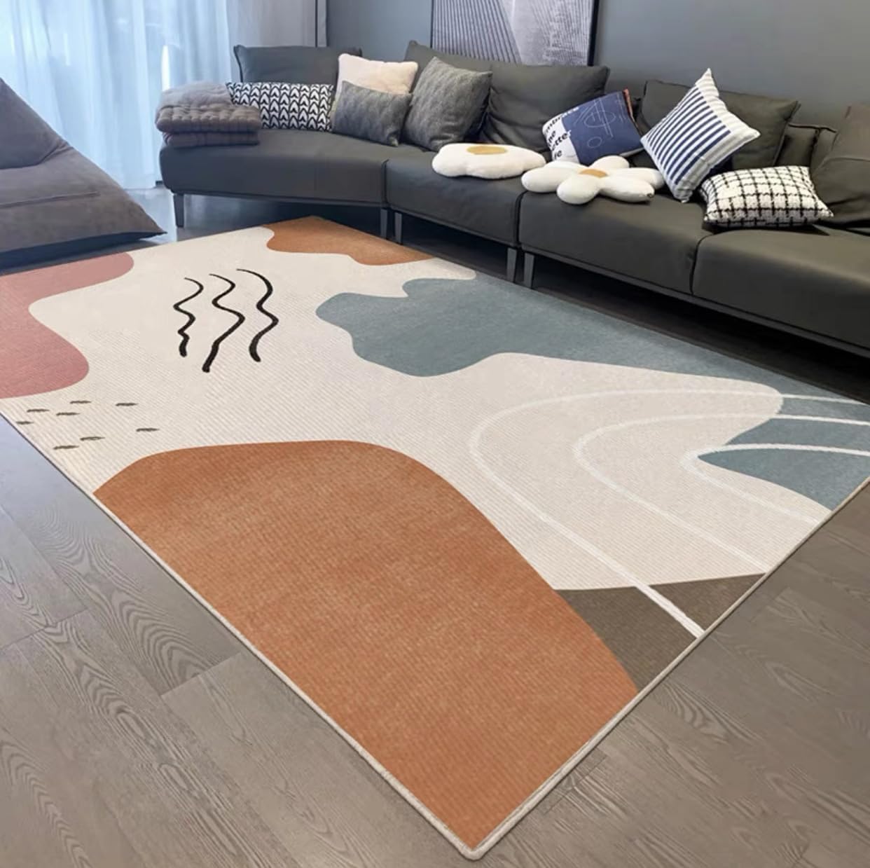 Frisence カーペット 120×160cm 洗える ラグ 滑り止め付き 防音・防寒・床暖房対応 ラグマット 折りたたみ コンパクト収納可能 おしゃれ ふわふわ 北欧風 リビング 寝室 子供部屋用 FRIDT65