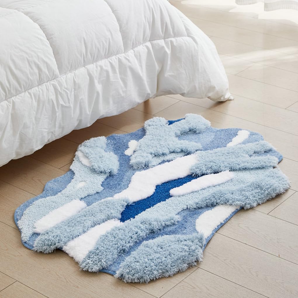 「Tuokus」モスラグ ラグマット 80×50cm 苔風デザイン 立体パイル 厚手 植毛ラグ 柔らかい ふわふわ 防音 TPR滑り止め付き 吸水性あり 床暖房対応 ベッドサイド 玄関 リビング 寝室用 洗濯可能 ZHRDTjia05