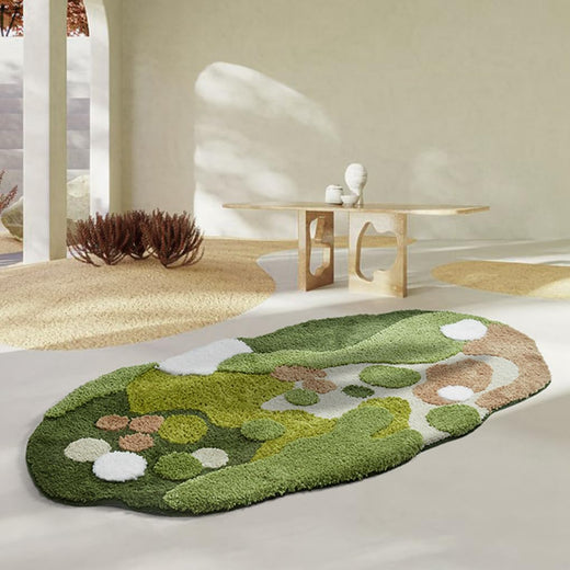 「Tuokus」モスラグ ラグマット 160×80cm 苔風デザイン 立体パイル 厚手 植毛ラグ 柔らかい ふわふわ 防音 TPR滑り止め付き 吸水性あり 床暖房対応 ベッドサイド 玄関 リビング 寝室用 洗濯可能 ZHRDTjia15C