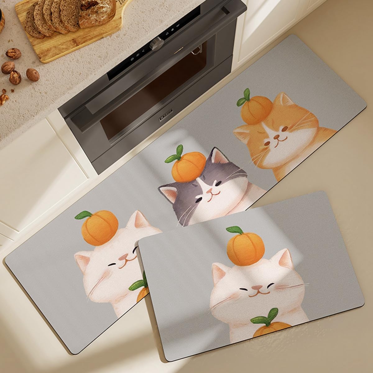 「Tuokus」キッチンマット 拭ける 75×45cm 玄関マット カーペット ラグマット 廊下マット 台所マット 洗える 滑り止め付き 厚手防音 掃除易い 抗菌防臭 吸水 厚手 長方形 水や油の吸収が良い 防汚 TCFJ23