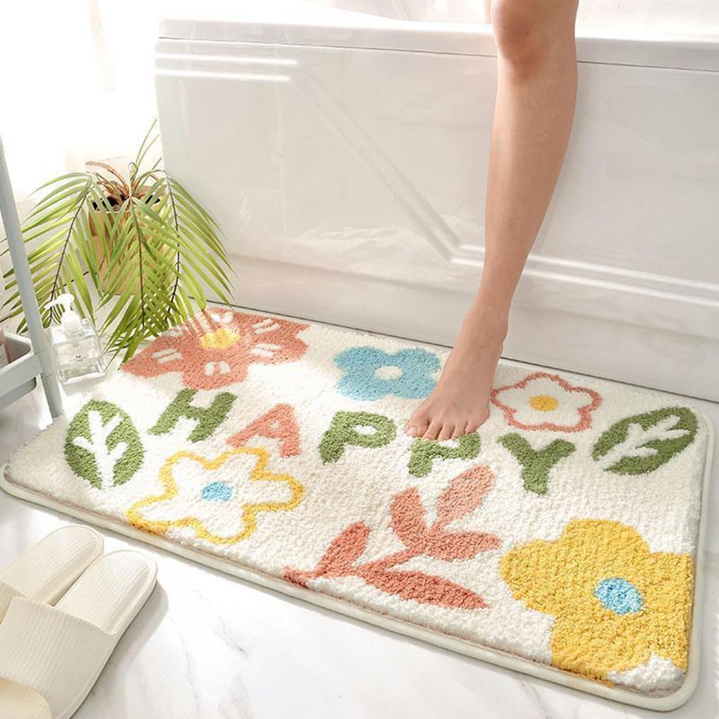 バスマット 40×60cm 吸水速乾 ふわふわ マイクロファイバー 滑り止め付き 抗菌防臭 厚手 洗濯機対応 乾きやすい お風呂マット 脱衣所 洗面所用 おしゃれ 北欧風 ORYSD51
