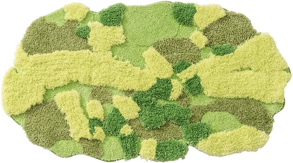 「Tuokus」モスラグ ラグマット 140×80cm 苔風デザイン 立体パイル 厚手 植毛ラグ 柔らかい ふわふわ 防音 TPR滑り止め付き 吸水性あり 床暖房対応 ベッドサイド 玄関 リビング 寝室用 洗濯可能 ZHRDTjia10