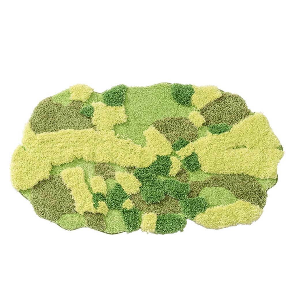 「Tuokus」モスラグ ラグマット 140×80cm 苔風デザイン 立体パイル 厚手 植毛ラグ 柔らかい ふわふわ 防音 TPR滑り止め付き 吸水性あり 床暖房対応 ベッドサイド 玄関 リビング 寝室用 洗濯可能 ZHRDTjia10