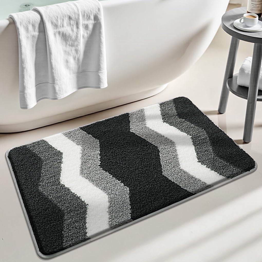 バスマット 40×60cm 吸水速乾 ふわふわ マイクロファイバー 滑り止め付き 抗菌防臭 厚手 洗濯機対応 乾きやすい お風呂マット 脱衣所 洗面所用 おしゃれ 北欧風 ORYSD161