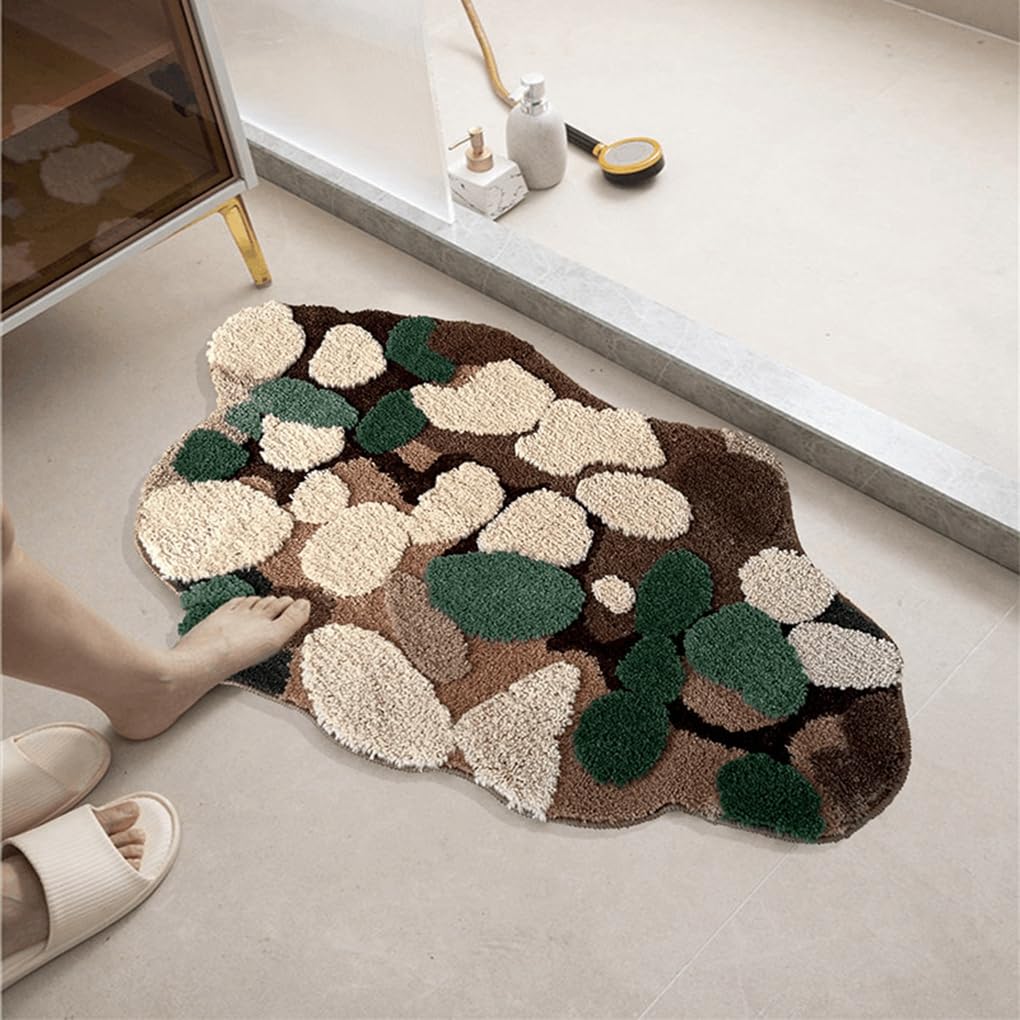 「Tuokus」モスラグ ラグマット 60×40cm 苔風デザイン 立体パイル 厚手 植毛ラグ 柔らかい ふわふわ 防音 TPR滑り止め付き 吸水性あり 床暖房対応 ベッドサイド 玄関 リビング 寝室用 洗濯可能 ZHRDTjia04