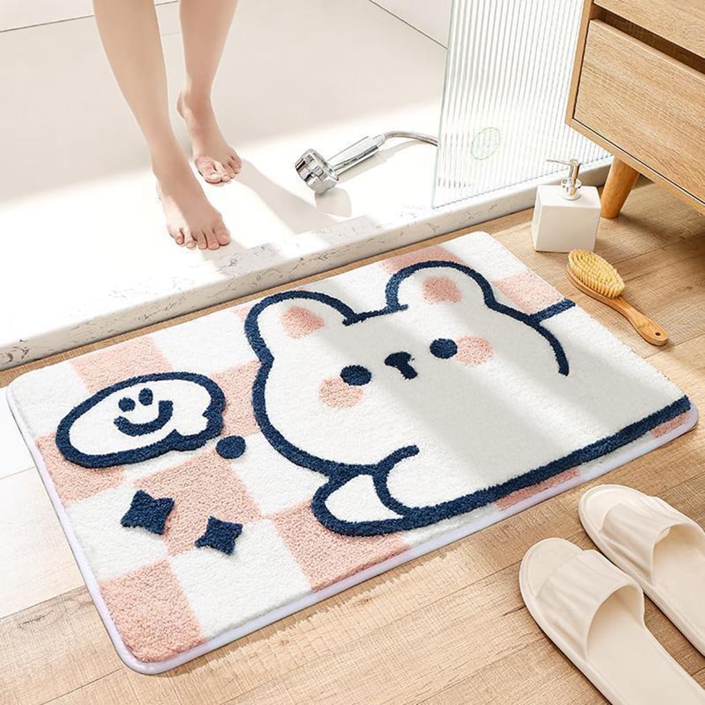 バスマット 40×60cm 吸水速乾 ふわふわ マイクロファイバー 滑り止め付き 抗菌防臭 厚手 洗濯機対応 乾きやすい お風呂マット 脱衣所 洗面所用 おしゃれ 北欧風 ORYSD59