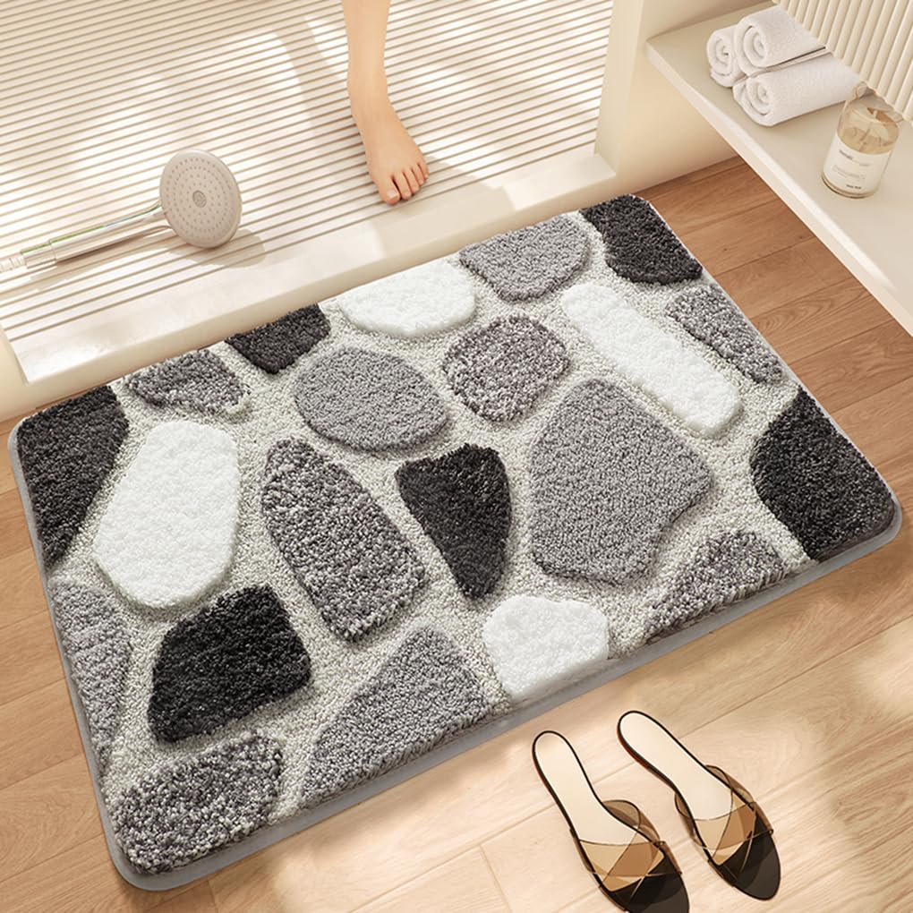 バスマット 40×60cm 吸水速乾 ふわふわ マイクロファイバー 滑り止め付き 抗菌防臭 厚手 洗濯機対応 乾きやすい お風呂マット 脱衣所 洗面所用 おしゃれ 北欧風 ORYSD116