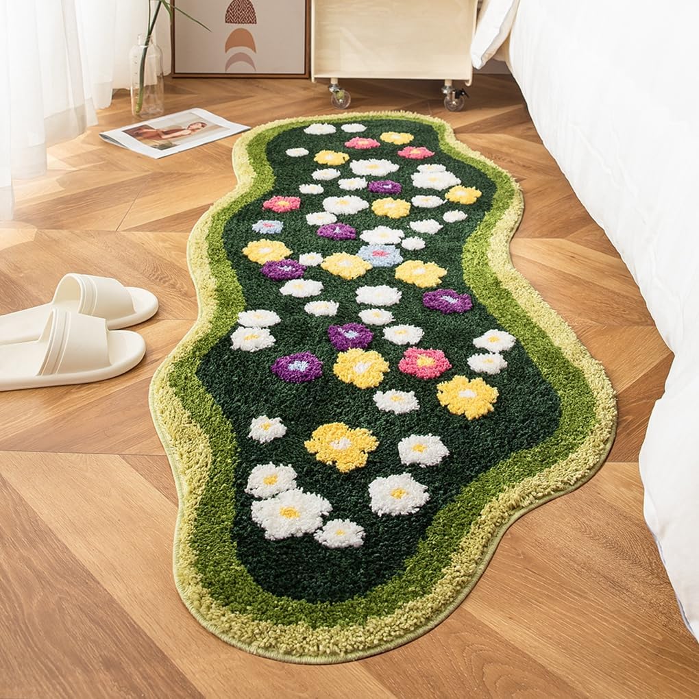 「Tuokus」モスラグ ラグマット 120×60cm 苔風デザイン 立体パイル 厚手 植毛ラグ 柔らかい ふわふわ 防音 TPR滑り止め付き 吸水性あり 床暖房対応 ベッドサイド 玄関 リビング 寝室用 洗濯可能 ZHRDTjia09