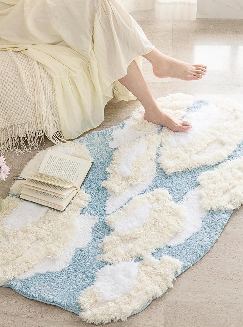 「Tuokus」モスラグ ラグマット 130×80cm 苔風デザイン 立体パイル 厚手 植毛ラグ 柔らかい ふわふわ 防音 TPR滑り止め付き 吸水性あり 床暖房対応 ベッドサイド 玄関 リビング 寝室用 洗濯可能 ZHRDTjia07D