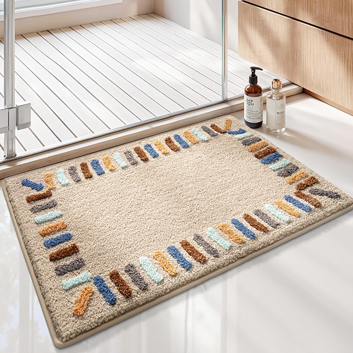 バスマット 60×40cm お風呂マット 速乾 洗える 抗菌防臭 大判 ソフト おしゃれ マイクロファイバー タオル地 安い 厚手 ORYSD15