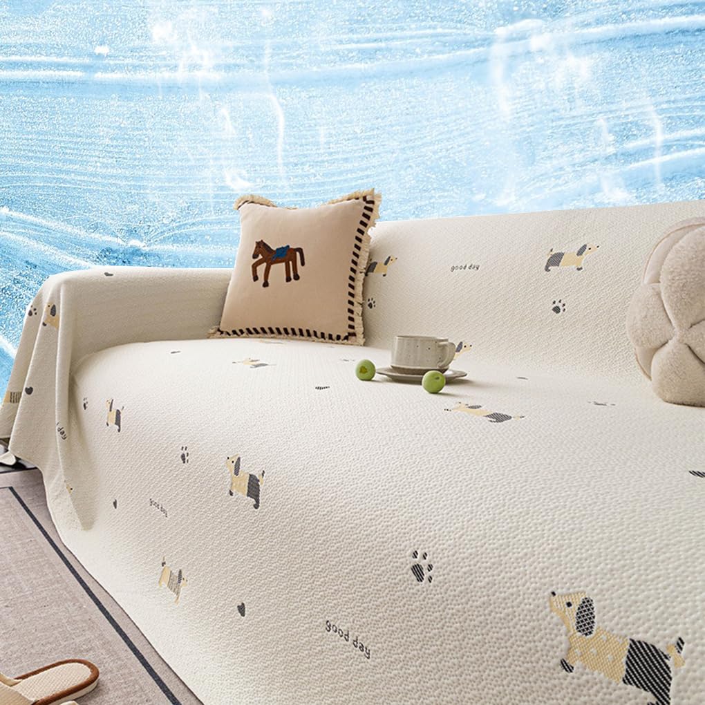 「ORRMALL」ソファーカバー 冷感 夏用 180×130cm ひんやり アイスシルク 接触冷感 涼しく快適 通気性 速乾 洗える 滑り止め付き ソファーシーツ 1人掛け 2人掛け 3人掛け L字対応 北欧風 無地 おしゃれ 防塵 汚れ防止 ペット対策 ソファ保護 柔らかい 清潔感 リビング用 ORRSofa97