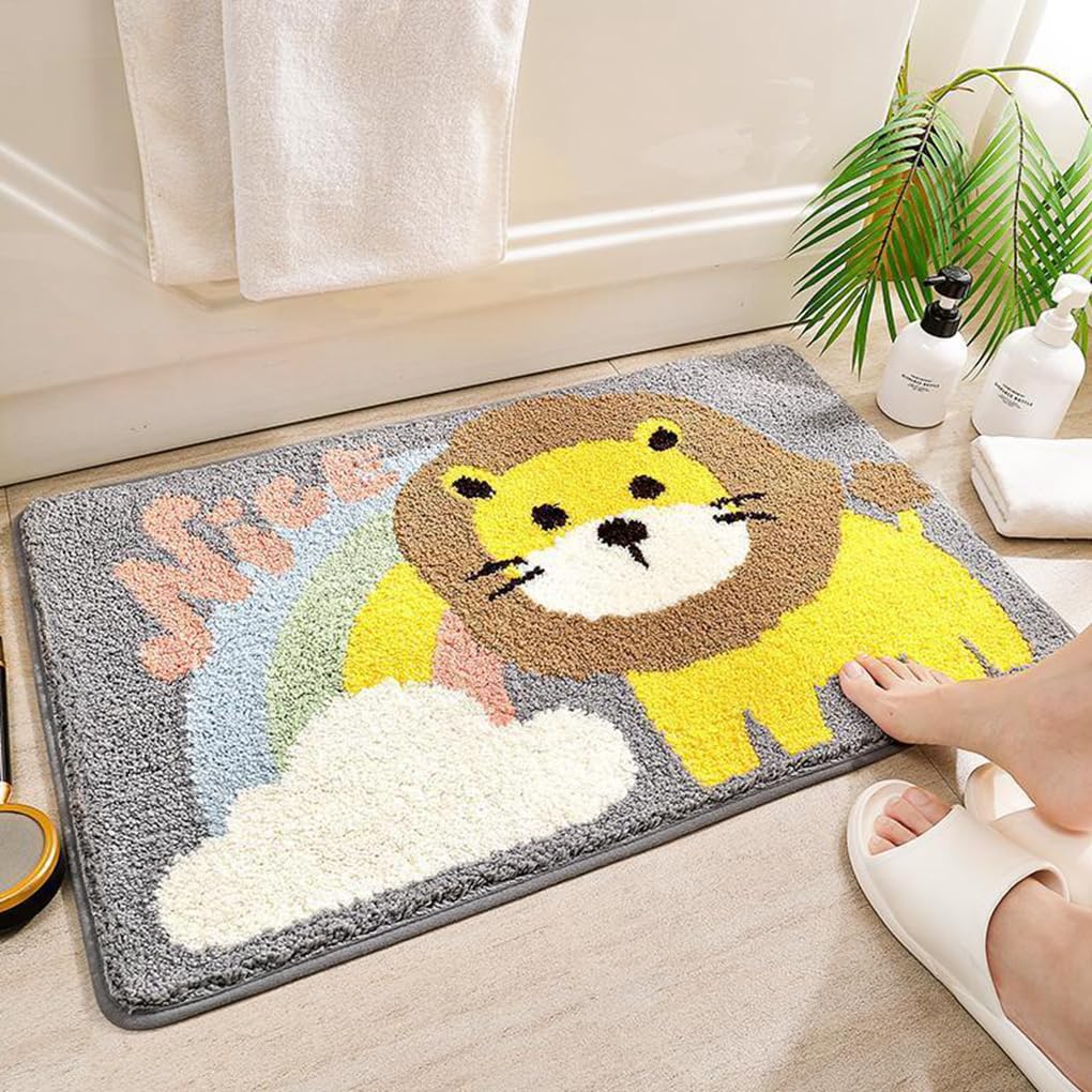 バスマット 40×60cm 吸水速乾 ふわふわ マイクロファイバー 滑り止め付き 抗菌防臭 厚手 洗濯機対応 乾きやすい お風呂マット 脱衣所 洗面所用 おしゃれ 北欧風 ORYSD69