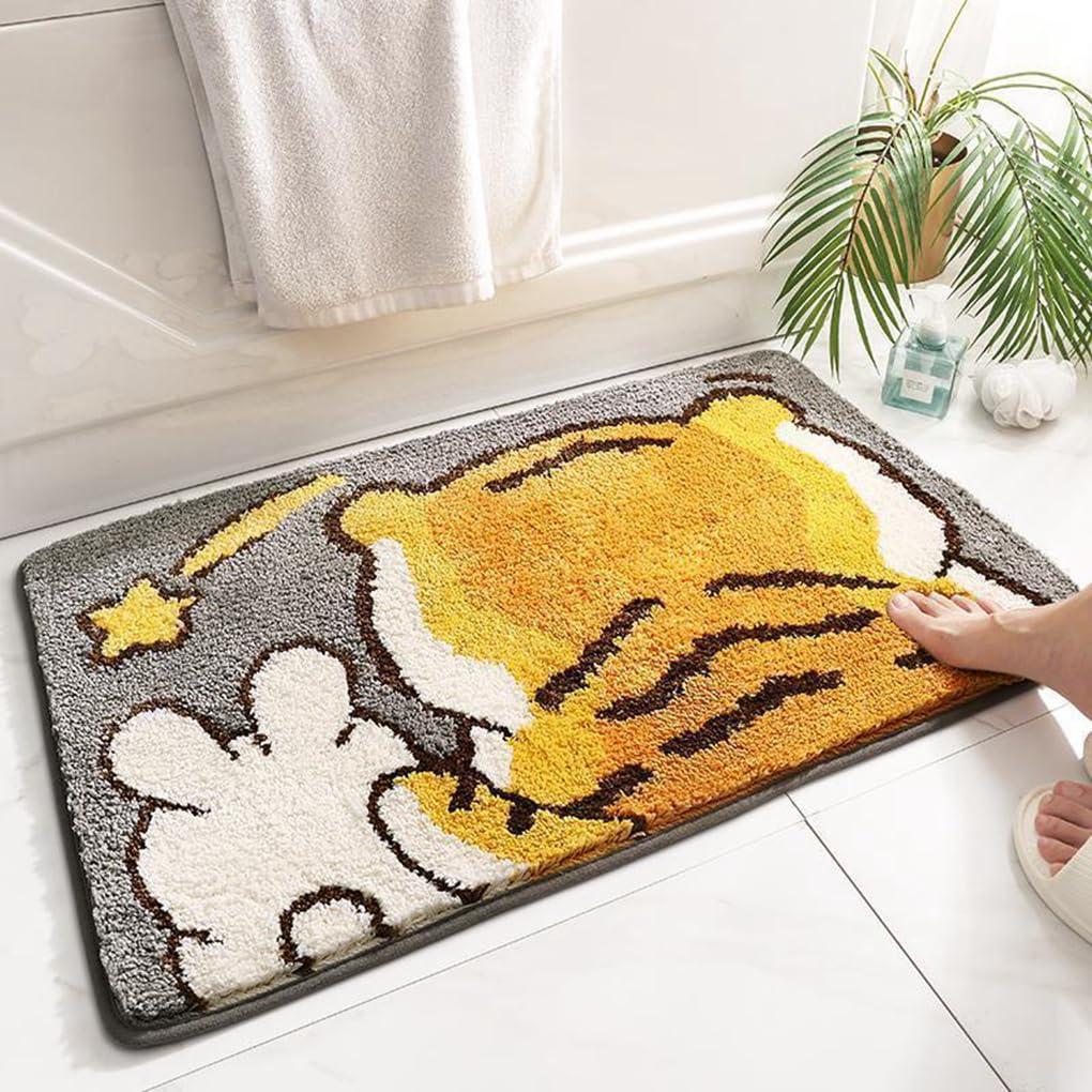 バスマット 40×60cm 吸水速乾 ふわふわ マイクロファイバー 滑り止め付き 抗菌防臭 厚手 洗濯機対応 乾きやすい お風呂マット 脱衣所 洗面所用 おしゃれ 北欧風 ORYSD56
