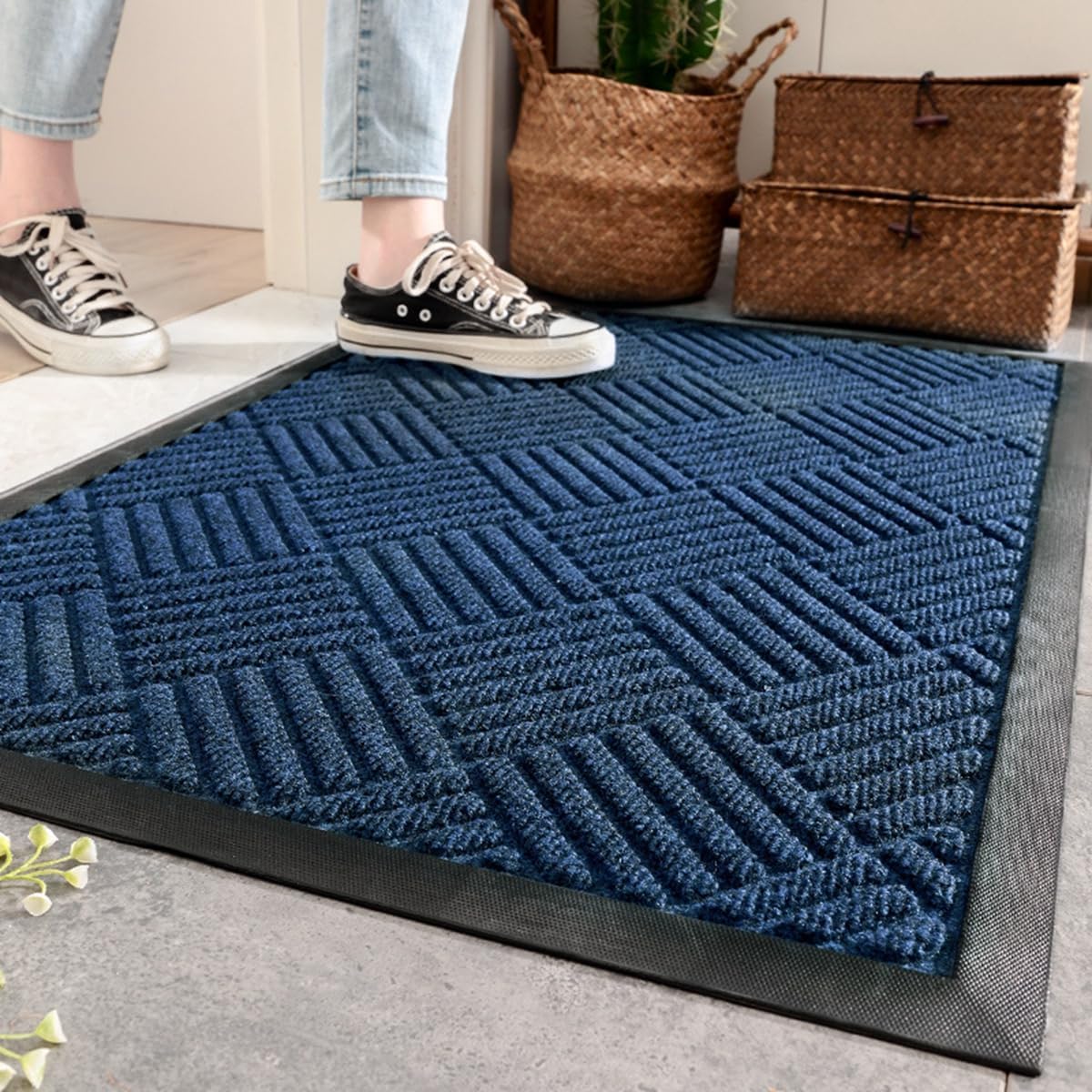 「Tuokus」玄関マット ドアマット 泥落としマット フロアマット マット キッチンマット タイルカーペット 床マット 屋外 滑り止め 耐磨耗性 速乾 吸水 洗える 店舗 飲食店 オフィス 事務所 XGj07 90*150cm