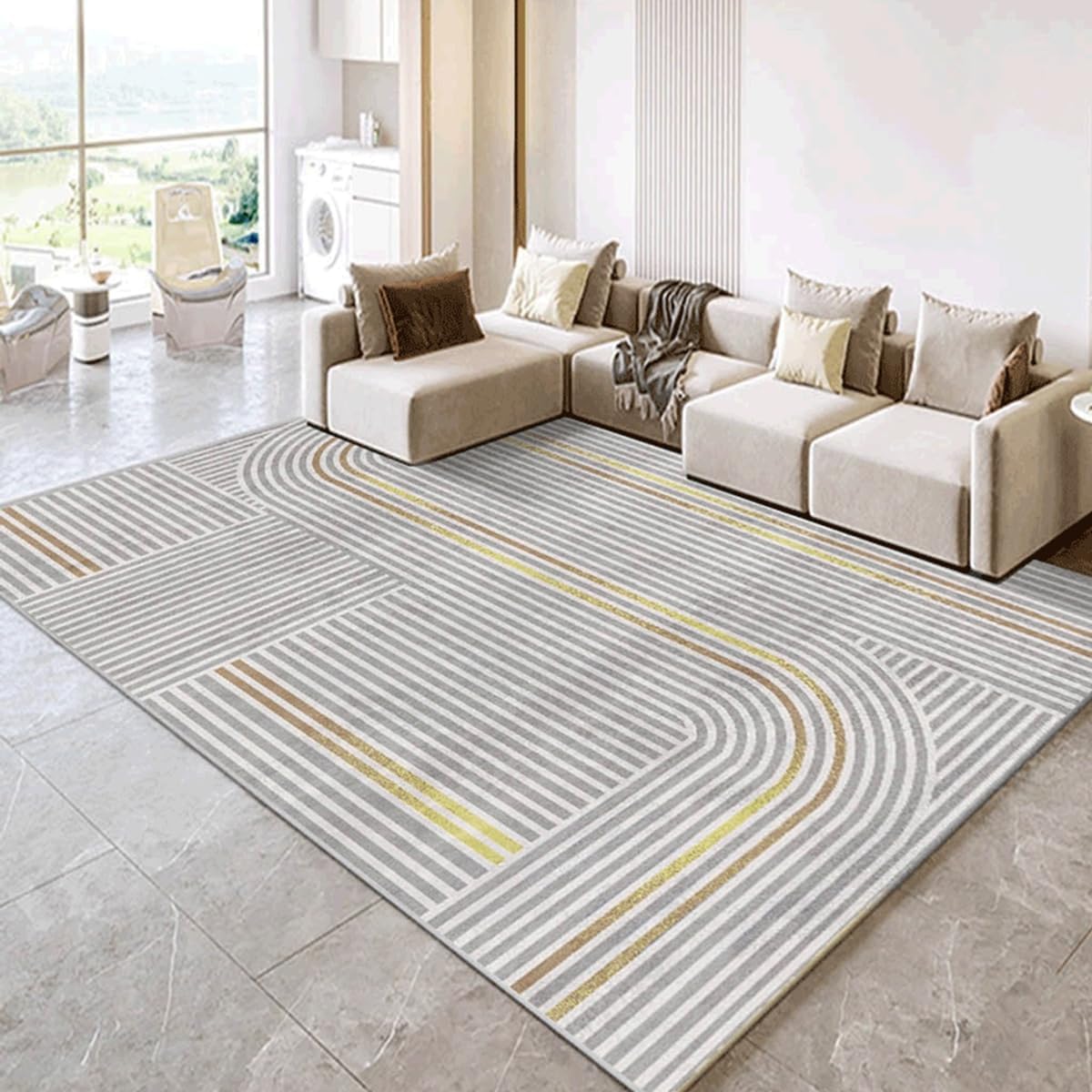 Frisence カーペット 120×160cm 洗える ラグ 滑り止め付き 防音・防寒・床暖房対応 ラグマット 折りたたみ コンパクト収納可能 おしゃれ ふわふわ 北欧風 リビング 寝室 子供部屋用 FRIDT74B
