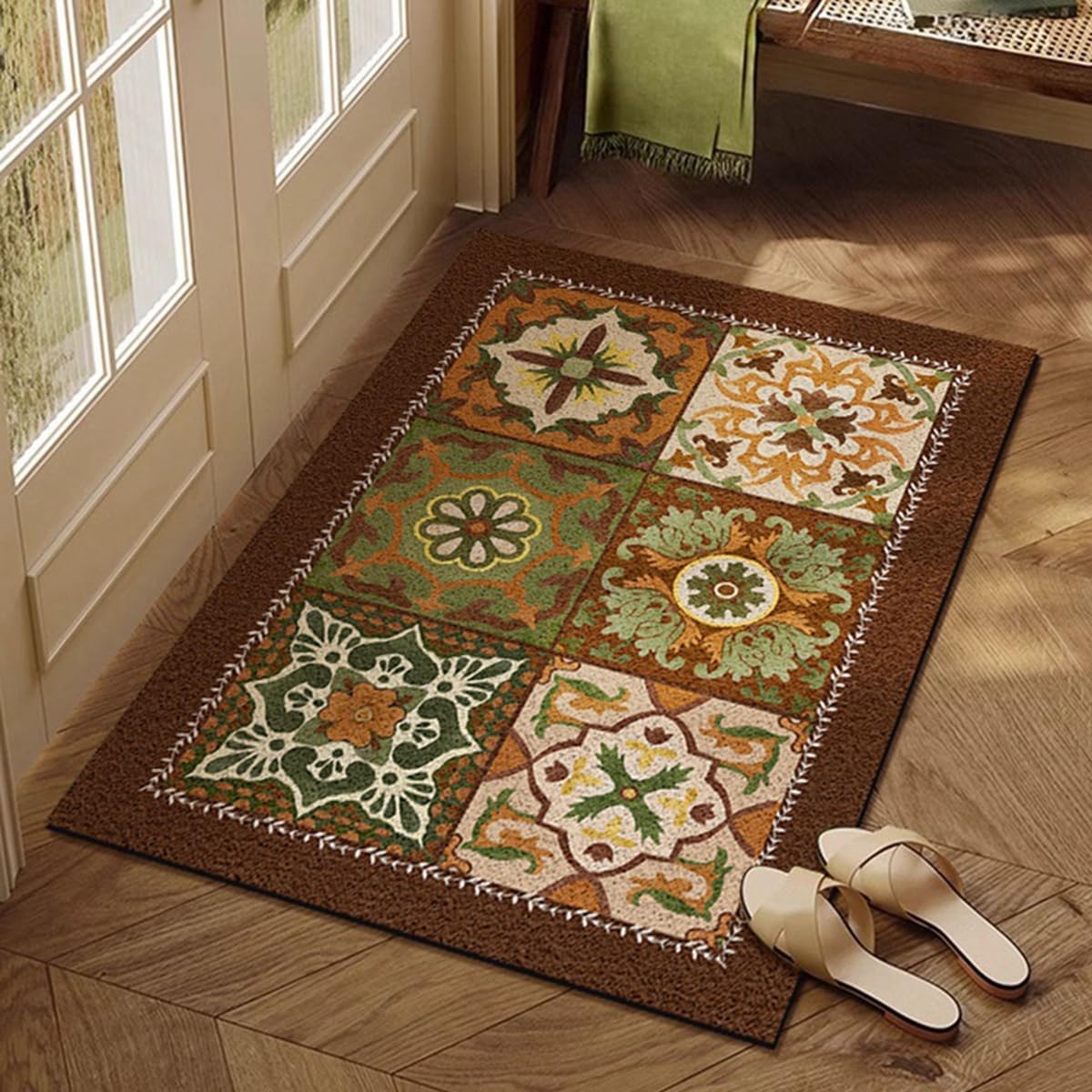 「Tuokus」玄関マット ドアマット 泥落としマット フロアマット マット キッチンマット タイルカーペット 床マット 屋外 滑り止め 耐磨耗性 速乾 吸水 洗える 店舗 飲食店 オフィス 事務所 XGDianj61 45*75cm