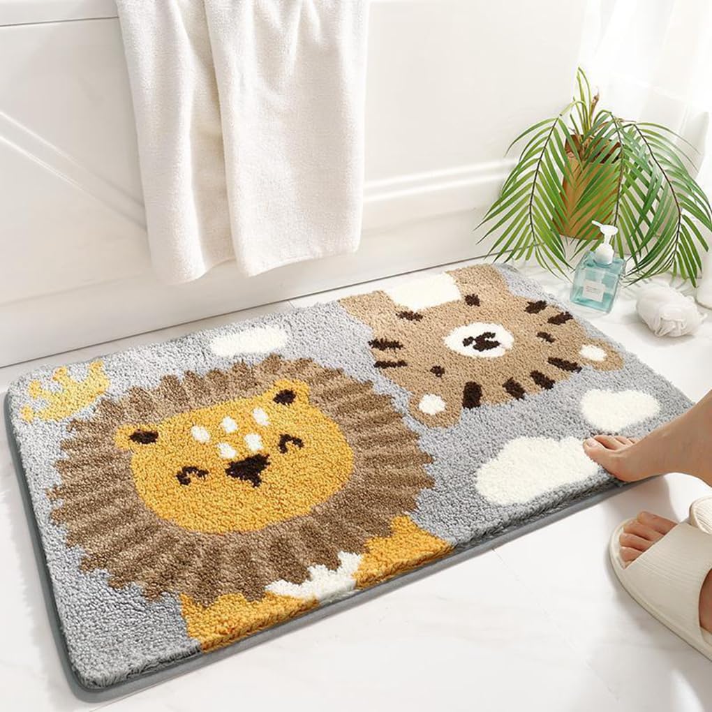 バスマット 40×60cm 吸水速乾 ふわふわ マイクロファイバー 滑り止め付き 抗菌防臭 厚手 洗濯機対応 乾きやすい お風呂マット 脱衣所 洗面所用 おしゃれ 北欧風 ORYSD69