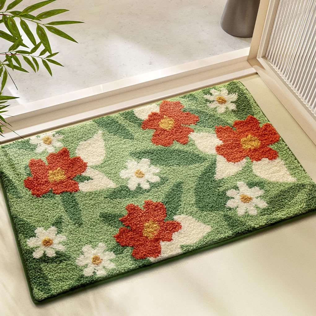 バスマット 40×60cm 吸水速乾 ふわふわ マイクロファイバー 滑り止め付き 抗菌防臭 厚手 洗濯機対応 乾きやすい お風呂マット 脱衣所 洗面所用 おしゃれ 北欧風 ORYSD159