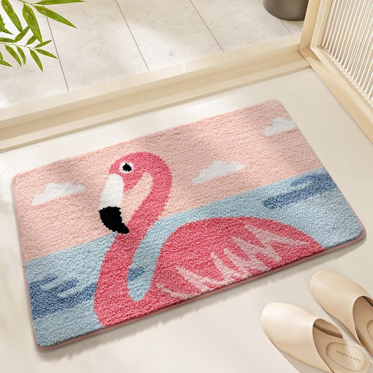 「Tuokus」バスマット 60×40cm 足拭きマット お風呂マット 玄関マット 吸水速乾滑り止め 風呂マット ふんわり 超厚い 吸水速乾 滑り止め ふわふわ 洗える 丸洗い可能 洗面所 脱衣所 浴室 キッチン 台所 TYSD54