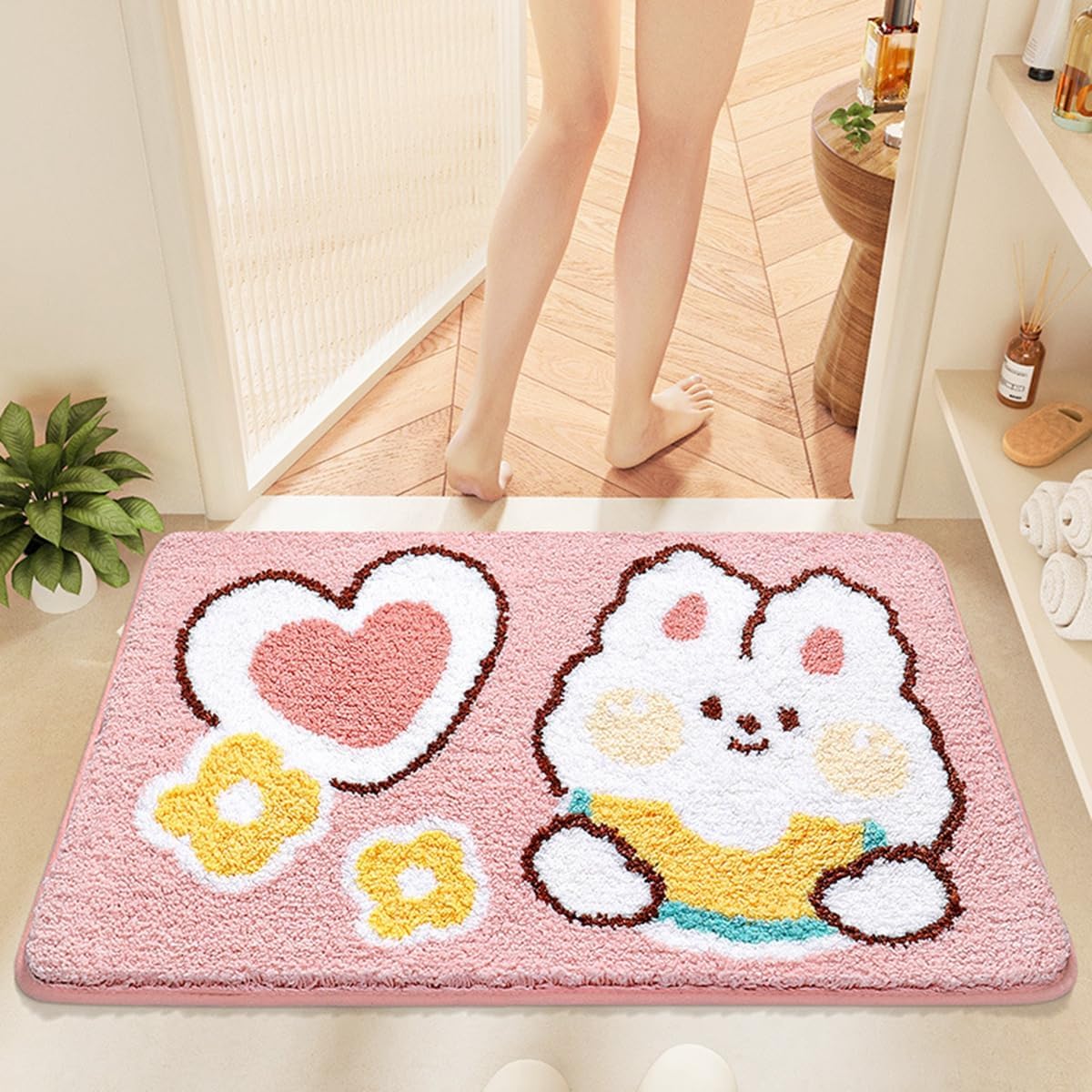 Tuokus」バスマット 60×40cm 足拭きマット お風呂マット 玄関マット