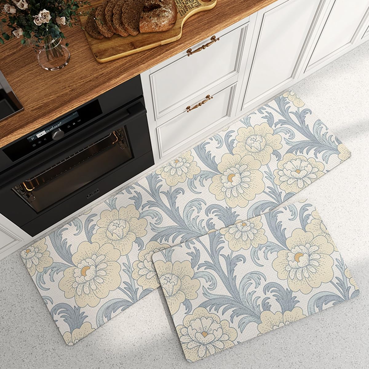 Tuokus キッチンマット 拭ける 75×45cm 玄関マット カーペット ラグマット 廊下マット 台所マット 洗える 滑り止め付き 厚手防音 掃除易い 抗菌防臭 吸水 厚手 長方形 水や油の吸収が良い 防汚 TCFJ26