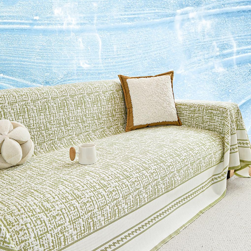 「ORRMALL」ソファーカバー 冷感 夏用 90×90cm ひんやり アイスシルク 接触冷感 涼しく快適 通気性 速乾 洗える 滑り止め付き ソファーシーツ 1人掛け 2人掛け 3人掛け L字対応 北欧風 無地 おしゃれ 防塵 汚れ防止 ペット対策 ソファ保護 柔らかい 清潔感 リビング用 ORRSofa99