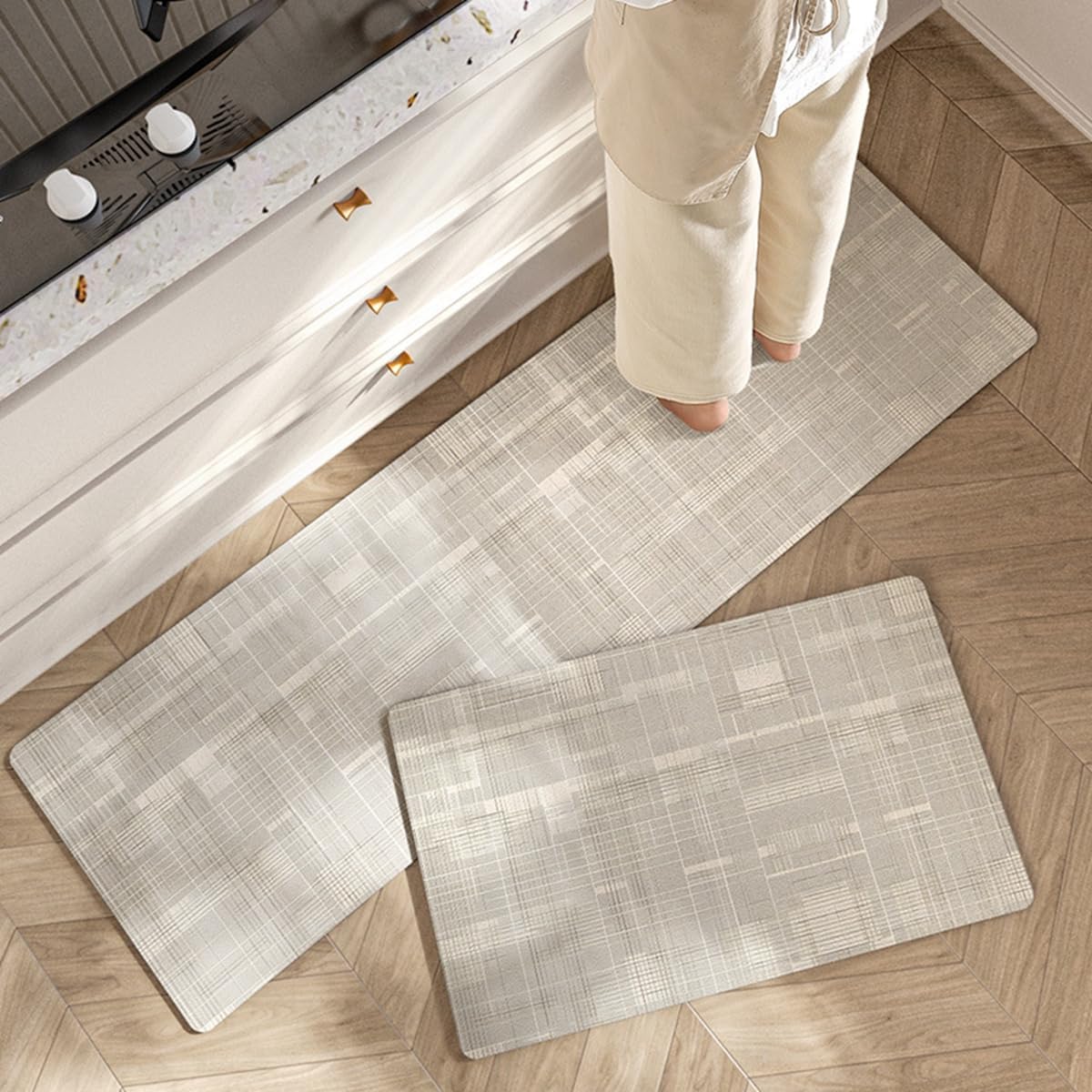 Tuokus キッチンマット 拭ける 75×45cm 玄関マット カーペット ラグマット 廊下マット 台所マット 洗える 滑り止め付き 厚手防音 掃除易い 抗菌防臭 吸水 厚手 長方形 水や油の吸収が良い 防汚 TCFJ25