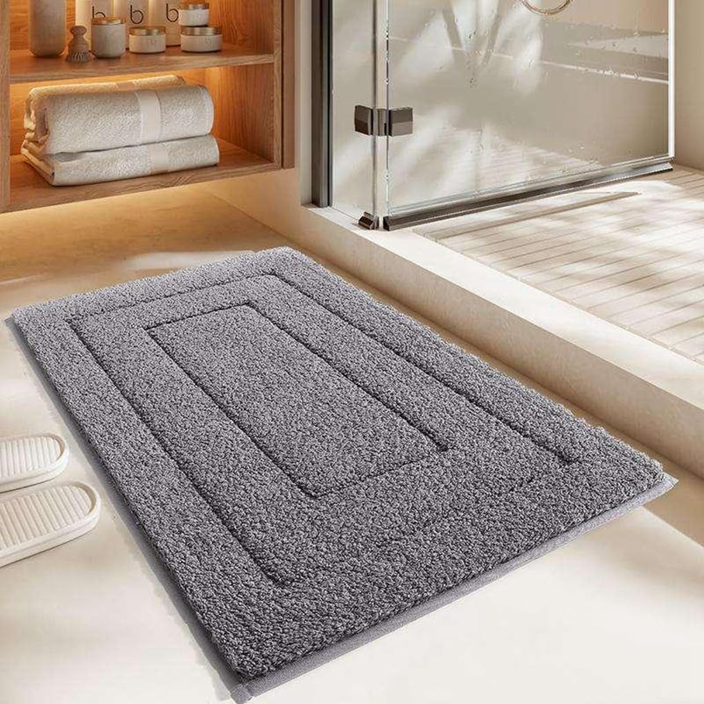 バスマット 40×60cm 吸水速乾 ふわふわ マイクロファイバー 滑り止め付き 抗菌防臭 厚手 洗濯機対応 乾きやすい お風呂マット 脱衣所 洗面所用 おしゃれ 北欧風 ORYSD76