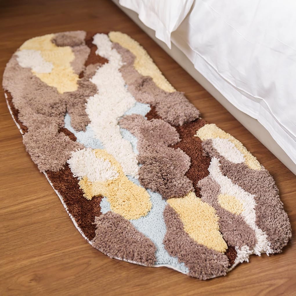 「Tuokus」モスラグ ラグマット 120×60cm 苔風デザイン 立体パイル 厚手 植毛ラグ 柔らかい ふわふわ 防音 TPR滑り止め付き 吸水性あり 床暖房対応 ベッドサイド 玄関 リビング 寝室用 洗濯可能 ZHRDTjia09