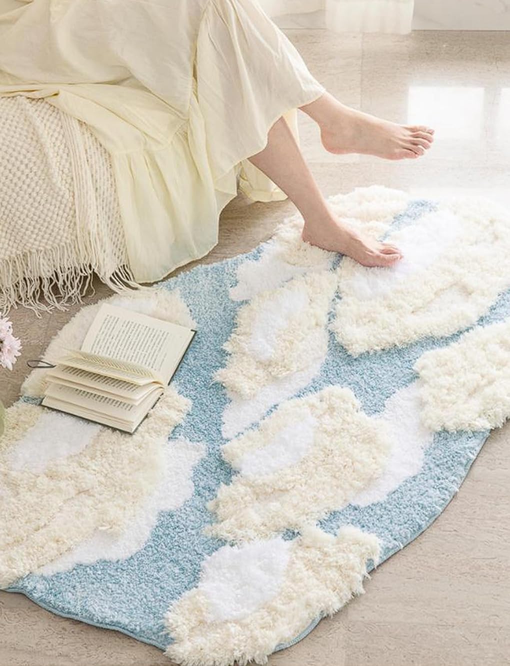 「Tuokus」モスラグ ラグマット 130×80cm 苔風デザイン 立体パイル 厚手 植毛ラグ 柔らかい ふわふわ 防音 TPR滑り止め付き 吸水性あり 床暖房対応 ベッドサイド 玄関 リビング 寝室用 洗濯可能 ZHRDTjia07A