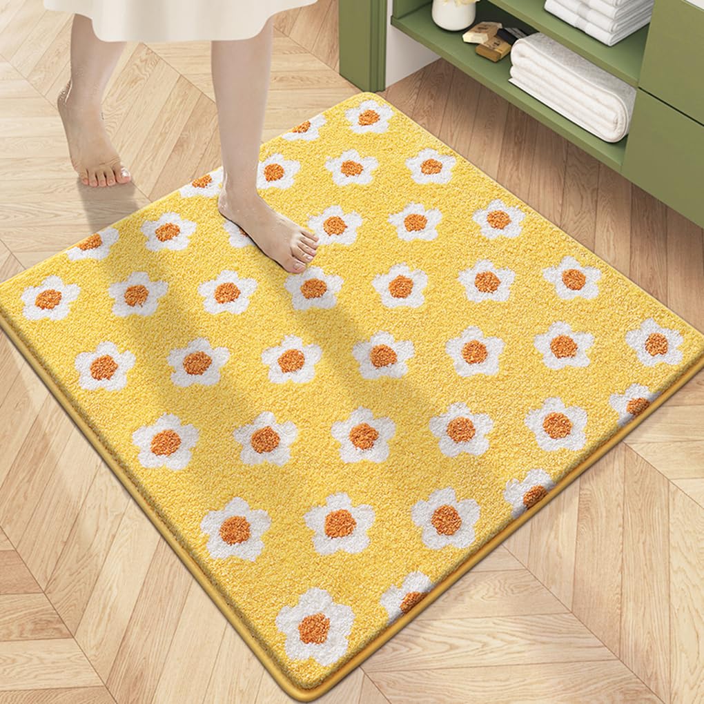 バスマット 60×60cm 吸水速乾 ふわふわ マイクロファイバー 滑り止め付き 抗菌防臭 厚手 洗濯機対応 乾きやすい お風呂マット 脱衣所 洗面所用 おしゃれ 北欧風 ORYSD134