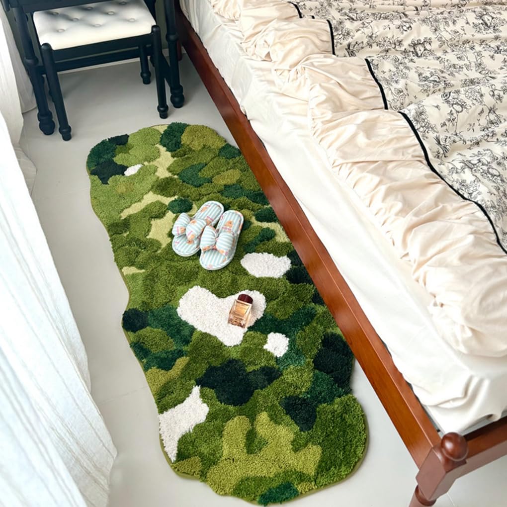 「Tuokus」ラグ マット モス風ラグ80×50cm 苔デザイン 3D立体 高低差パイル 変形ラグ 北欧インテリア 韓国風 おしゃれ ふかふか 厚手 植毛素材 防滑TPR 滑りにくい ベッドサイド 玄関 寝室 リビング 洗える ZHRDTjia01B