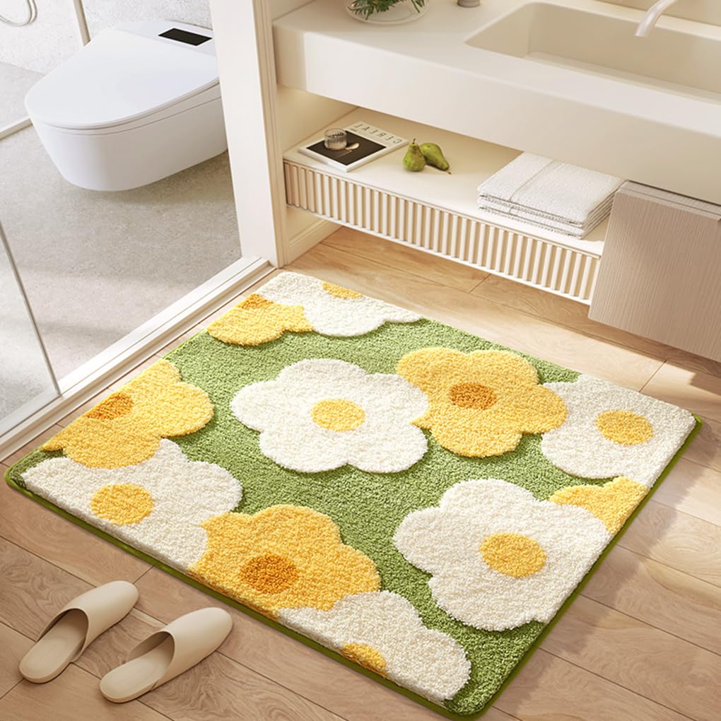 バスマット 40×60cm 吸水速乾 ふわふわ マイクロファイバー 滑り止め付き 抗菌防臭 厚手 洗濯機対応 乾きやすい お風呂マット 脱衣所 洗面所用 おしゃれ 北欧風 ORYSD118