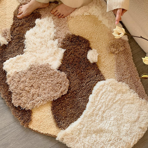 「Tuokus」ラグマット 変形ラグ100×50cm 苔風デザイン 立体パイル 厚手 植毛ラグ 柔らかい ふわふわ 防音 防滑TPR底 滑り止め付き 吸水性あり 床暖房対応 ベッドサイド 玄関 リビング 寝室用 洗濯可能 ZHRDTjia02C