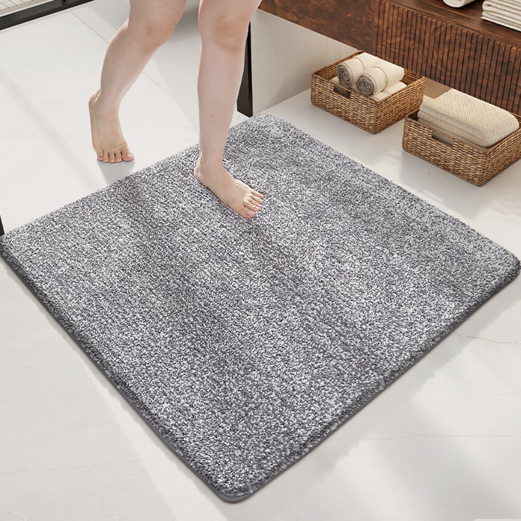 バスマット 60×60cm 吸水速乾 ふわふわ マイクロファイバー 滑り止め付き 抗菌防臭 厚手 洗濯機対応 乾きやすい お風呂マット 脱衣所 洗面所用 おしゃれ 北欧風 ORYSD135